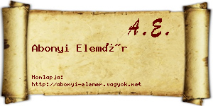 Abonyi Elemér névjegykártya